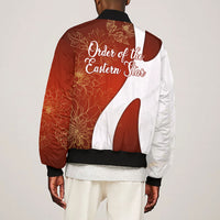 OES Order Of The Eastern Star Bomber Jacket Five Pointed Star Emblem With Gold Floral Art