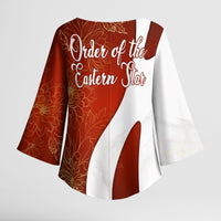 OES Order Of The Eastern Star Kimono Sleeve Blouse Five Pointed Star Emblem With Gold Floral Art
