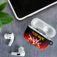 Bowling Ball and Pins Design AirPods Case with Flame Background and Custom Team Name Text - Wonder Print Shop