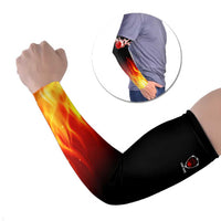 Bowling Ball and Pins Design Arm Sleeves with Flame Background and Custom Team Name Text - Wonder Print Shop