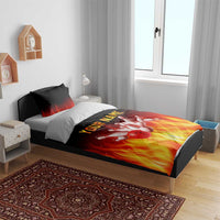 Bowling Ball and Pins Design Bedding Set with Flame Background and Custom Team Name Text - Wonder Print Shop