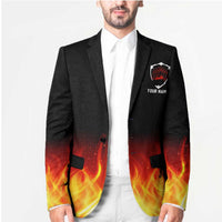 Bowling Ball and Pins Design Blazer with Flame Background and Custom Team Name Text - Wonder Print Shop