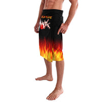 Bowling Ball and Pins Design Lavalava with Flame Background and Custom Team Name Text - Wonder Print Shop