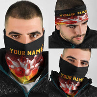 Bowling Ball and Pins Design Neck Gaiter with Flame Background TS04