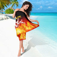 Bowling Ball and Pins Design Sarong with Flame Background and Custom Team Name Text - Wonder Print Shop