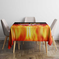 Bowling Ball and Pins Design Tablecloth with Flame Background and Custom Team Name Text - Wonder Print Shop