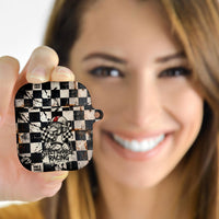 Silly Goose Racing Motorsport AirPods Case Vintage Distressed Checkered Flag - Cartoon Race Car