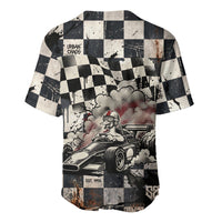 Silly Goose Racing Motorsport Baseball Jersey Vintage Distressed Checkered Flag - Cartoon Race Car