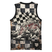 Silly Goose Racing Motorsport Basketball Jersey Vintage Distressed Checkered Flag - Cartoon Race Car