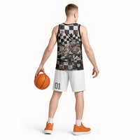 Silly Goose Racing Motorsport Basketball Jersey Vintage Distressed Checkered Flag - Cartoon Race Car