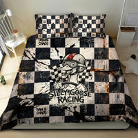 Silly Goose Racing Motorsport Bedding Set Vintage Distressed Checkered Flag - Cartoon Race Car