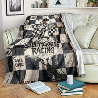 Silly Goose Racing Motorsport Blanket Vintage Distressed Checkered Flag - Cartoon Race Car