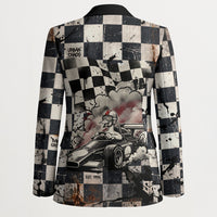 Silly Goose Racing Motorsport Blazer Vintage Distressed Checkered Flag - Cartoon Race Car