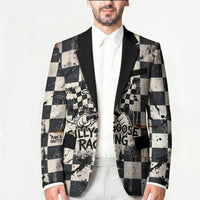 Silly Goose Racing Motorsport Blazer Vintage Distressed Checkered Flag - Cartoon Race Car