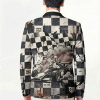 Silly Goose Racing Motorsport Blazer Vintage Distressed Checkered Flag - Cartoon Race Car