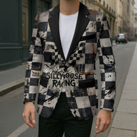 Silly Goose Racing Motorsport Blazer Vintage Distressed Checkered Flag - Cartoon Race Car
