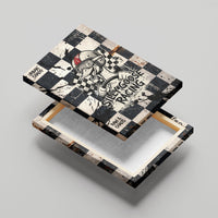 Silly Goose Racing Motorsport Canvas Wall Art Vintage Distressed Checkered Flag - Cartoon Race Car