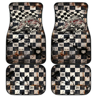 Silly Goose Racing Motorsport Car Mats Vintage Distressed Checkered Flag - Cartoon Race Car