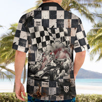 Silly Goose Racing Motorsport Hawaiian Shirt Vintage Distressed Checkered Flag - Cartoon Race Car