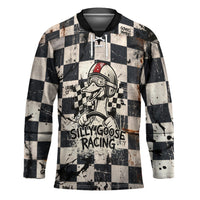 Silly Goose Racing Motorsport Hockey Jersey Vintage Distressed Checkered Flag - Cartoon Race Car