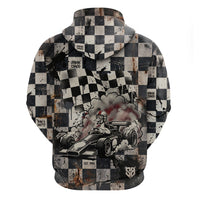 Silly Goose Racing Motorsport Hoodie Vintage Distressed Checkered Flag - Cartoon Race Car