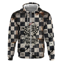 Silly Goose Racing Motorsport Hoodie Vintage Distressed Checkered Flag - Cartoon Race Car