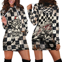 Silly Goose Racing Motorsport Hoodie Dress Vintage Distressed Checkered Flag - Cartoon Race Car
