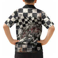 Silly Goose Racing Motorsport Kid Hawaiian Shirt Vintage Distressed Checkered Flag - Cartoon Race Car