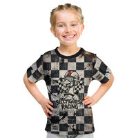Silly Goose Racing Motorsport Kid T Shirt Vintage Distressed Checkered Flag - Cartoon Race Car