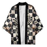 Silly Goose Racing Motorsport Kimono Vintage Distressed Checkered Flag - Cartoon Race Car