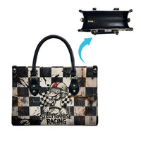 Silly Goose Racing Motorsport Leather Bag Vintage Distressed Checkered Flag - Cartoon Race Car