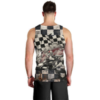 Silly Goose Racing Motorsport Men Tank Top Vintage Distressed Checkered Flag - Cartoon Race Car