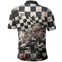 Silly Goose Racing Motorsport Polo Shirt Vintage Distressed Checkered Flag - Cartoon Race Car