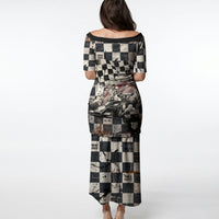 Silly Goose Racing Motorsport Puletasi Vintage Distressed Checkered Flag - Cartoon Race Car