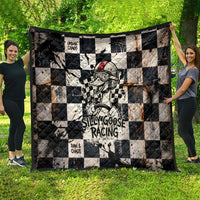 Silly Goose Racing Motorsport Quilt Vintage Distressed Checkered Flag - Cartoon Race Car