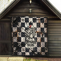 Silly Goose Racing Motorsport Quilt Vintage Distressed Checkered Flag - Cartoon Race Car