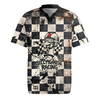 Silly Goose Racing Motorsport Rugby Jersey Vintage Distressed Checkered Flag - Cartoon Race Car