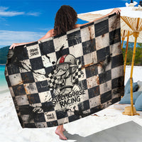 Silly Goose Racing Motorsport Sarong Vintage Distressed Checkered Flag - Cartoon Race Car