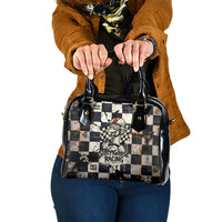 Silly Goose Racing Motorsport Shoulder Handbag Vintage Distressed Checkered Flag - Cartoon Race Car