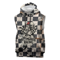Silly Goose Racing Motorsport Sleeveless Hoodie Vintage Distressed Checkered Flag - Cartoon Race Car