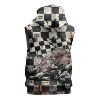 Silly Goose Racing Motorsport Sleeveless Hoodie Vintage Distressed Checkered Flag - Cartoon Race Car