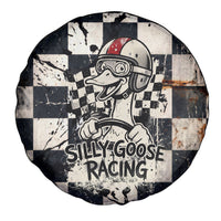 Silly Goose Racing Motorsport Spare Tire Cover Vintage Distressed Checkered Flag - Cartoon Race Car