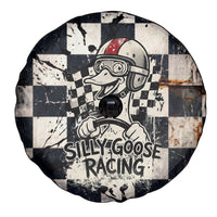 Silly Goose Racing Motorsport Spare Tire Cover Vintage Distressed Checkered Flag - Cartoon Race Car