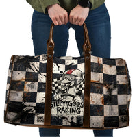 Silly Goose Racing Motorsport Travel Bag Vintage Distressed Checkered Flag - Cartoon Race Car
