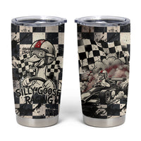 Silly Goose Racing Motorsport Tumbler Cup Vintage Distressed Checkered Flag - Cartoon Race Car
