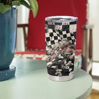Silly Goose Racing Motorsport Tumbler Cup Vintage Distressed Checkered Flag - Cartoon Race Car