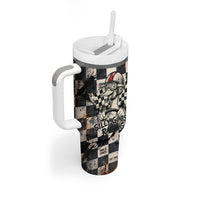 Silly Goose Racing Motorsport Tumbler With Handle Vintage Distressed Checkered Flag - Cartoon Race Car