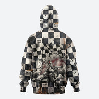 Silly Goose Racing Motorsport Zip Hoodie Vintage Distressed Checkered Flag - Cartoon Race Car