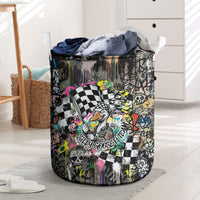 Silly Goose Team Racing Laundry Basket Colorful Street Graffiti Checkered Flag