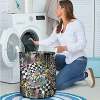 Silly Goose Team Racing Laundry Basket Colorful Street Graffiti Checkered Flag